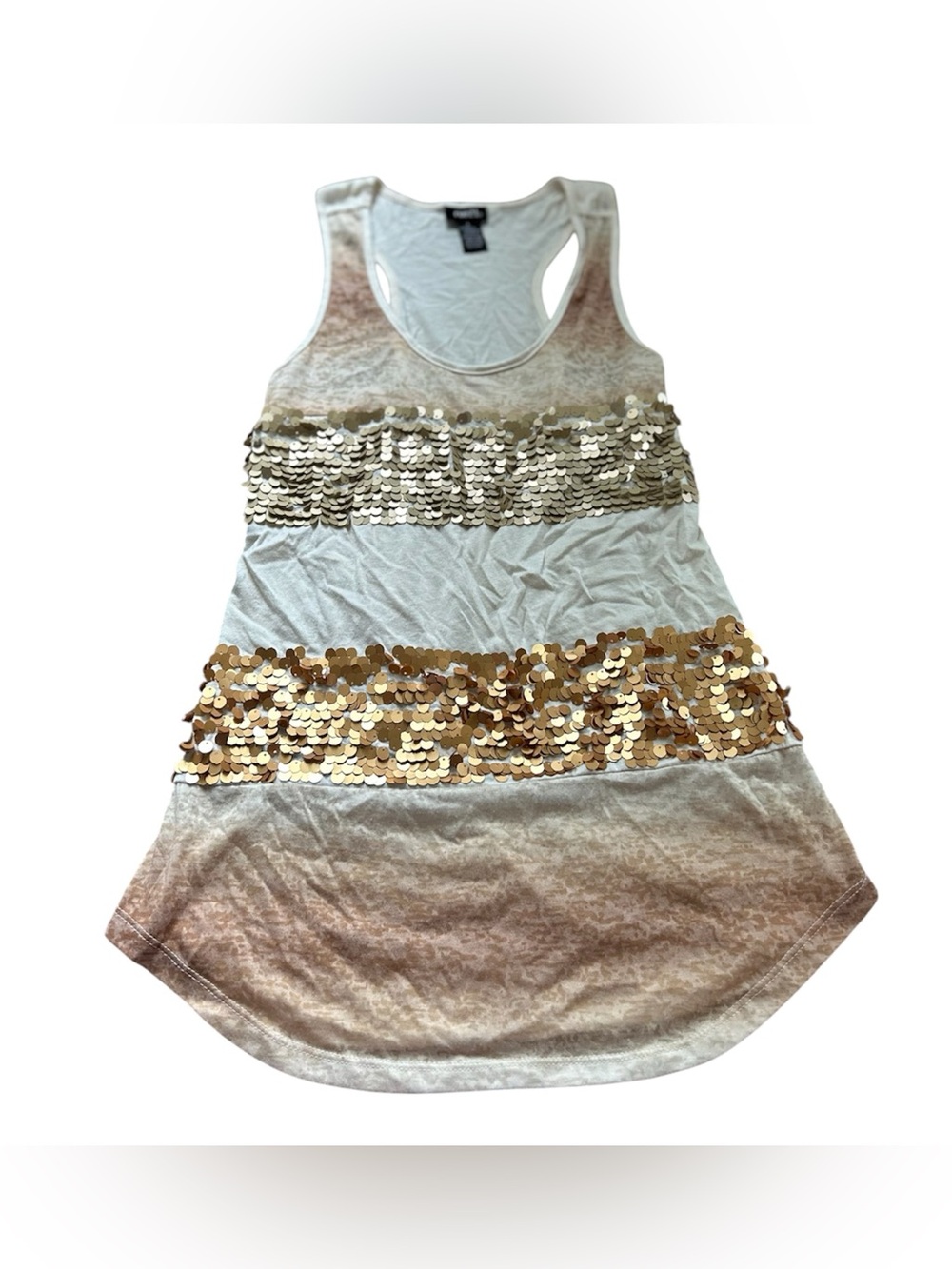 🆕Rue21 White Tank Top Blouse with Gold Sequins
